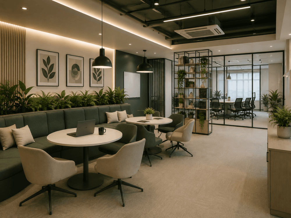Collaborative workspace with comfortable seating for team discussions