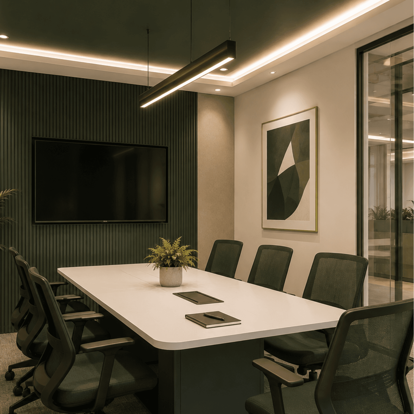 Meeting room designed for focused team conversations