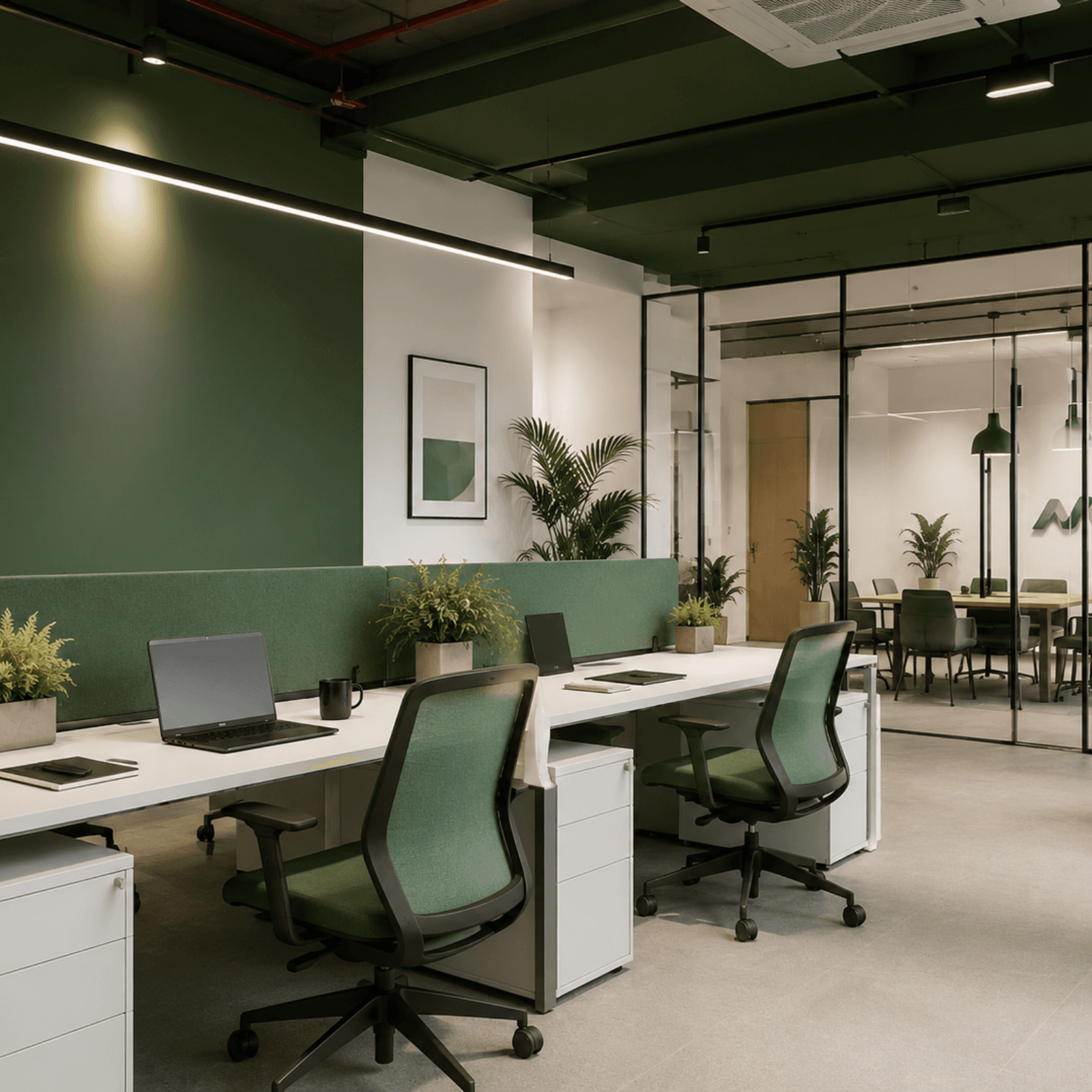 Modern workstation area for focused individual work